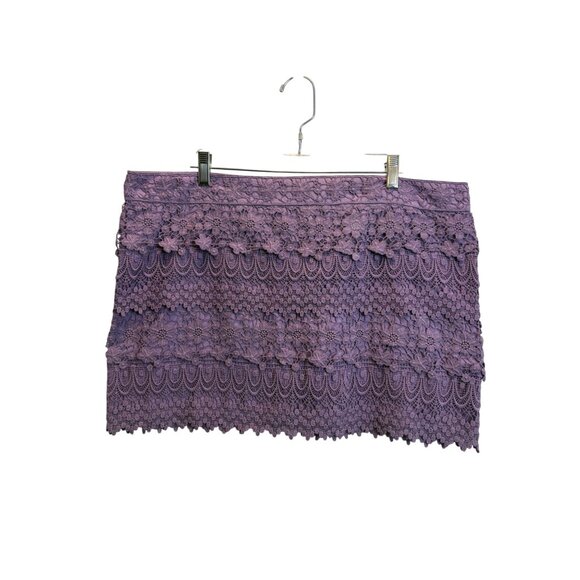 American Eagle Outfitters Dresses & Skirts - American Eagle Womens Lace Embroidered Mini Skirt Sz 18 Purple NWT Cottage ZipUp